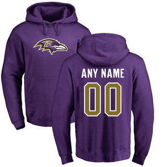 Men's Baltimore Ravens Pro Line Purple Any Name & Number Logo Personalized Pullover Hoodie