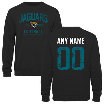Men's Black Jacksonville Jaguars Distressed Custom Name & Number Pullover Sweatshirt