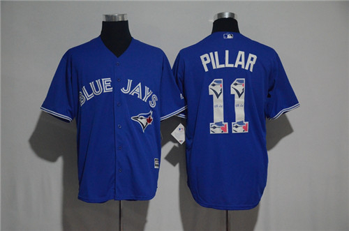 Men's Blue Jays #11 Kevin Pillar Majestic Blue 2017 Color Printing Cool Base Jersey