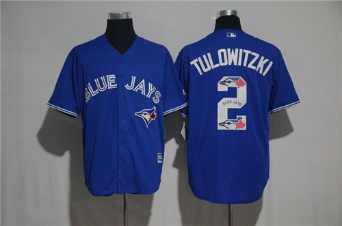 Men's Blue Jays #2 Troy Tulowitzki Majestic Blue 2017 Color Printing Cool Base Jersey