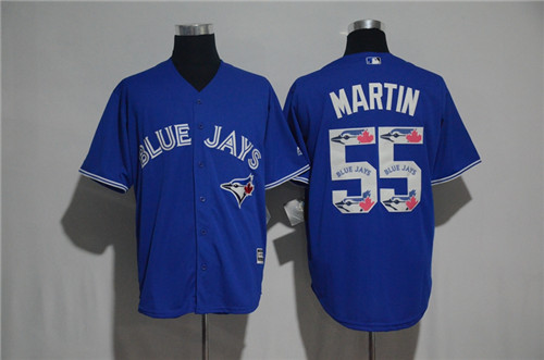 Men's Blue Jays #55 Russell Martin Majestic Blue 2017 Color Printing Cool Base Jersey