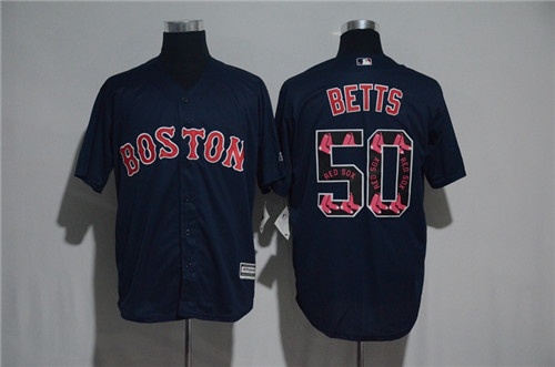 Men's Boston Red Sox #50 Mookie Betts Majestic Black 2017 Color Printing Cool Base Jersey