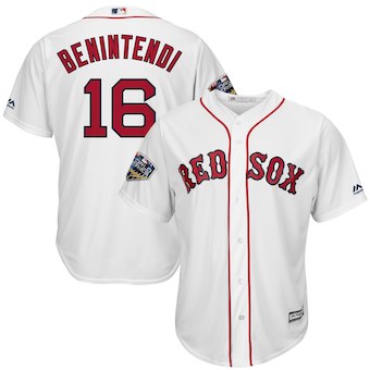 Men's Boston Red Sox Andrew Benintendi Majestic White 2018 World Series Cool Base Player Jersey