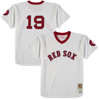 Men's Boston Red Sox Fred Lynn Mitchell & Ness White Cooperstown Collection 1975 Authentic Jersey