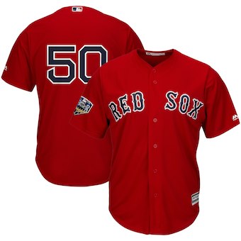 Men's Boston Red Sox Mookie Betts Majestic Scarlet 2018 World Series Cool Base Player Number Jersey