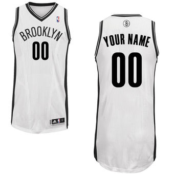 Men's Brooklyn Nets White Custom Authentic Jersey