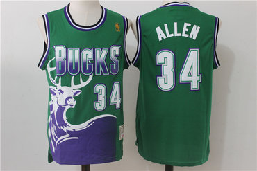 Men's Bucks #34 Ray Allen Green Hardwood Classics Jersey