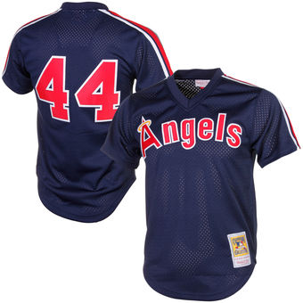 Men's California Angels Reggie Jackson Mitchell & Ness Navy Cooperstown Mesh Batting Practice Jersey Men's California Angels Reggie Jackson Mitchell & Ness Navy Cooperstown Mesh Batting Practice Jersey