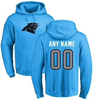 Men's Carolina Panthers Pro Line Blue Personalized Name & Number Logo Pullover Hoodie