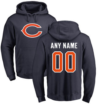Men's Chicago Bears Pro Line Navy Any Name & Number Logo Personalized Pullover Hoodie
