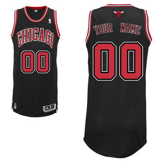 Men's Chicago Bulls Black Custom Authentic Jersey
