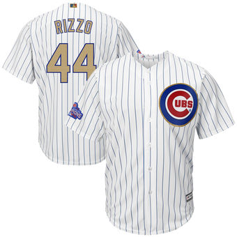 Men's Chicago Cubs Anthony Rizzo Majestic White 2017 Gold Program Cool Base Player Jersey