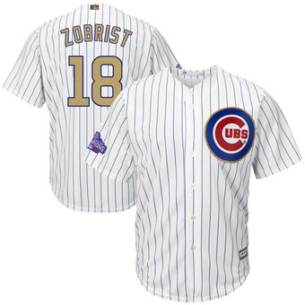 Men's Chicago Cubs Ben Zobrist Majestic White 2017 Gold Program Cool Base Player Jersey