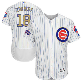 Men's Chicago Cubs Ben Zobrist Majestic White 2017 Gold Program FlexBase Player Jersey