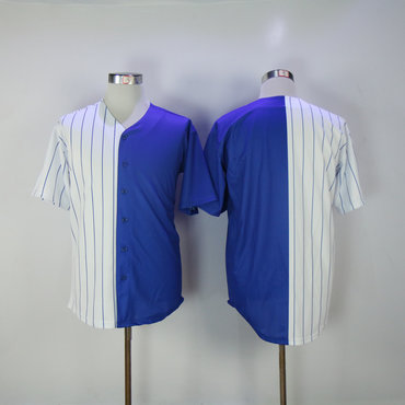 Men's Chicago Cubs Blank White Blue Split Fashion Stitched MLB Jersey