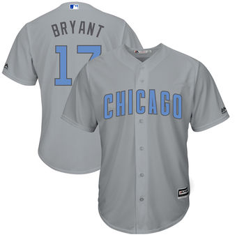Men's Chicago Cubs Kris Bryant Majestic Gray Father's Day Cool Base Replica Jersey