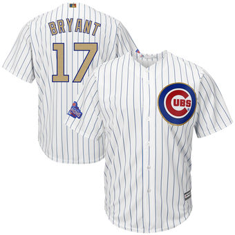 Men's Chicago Cubs Kris Bryant Majestic White 2017 Gold Program Cool Base Player Jersey