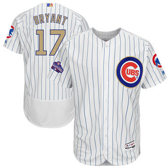 Men's Chicago Cubs Kris Bryant Majestic White 2017 Gold Program FlexBase Player Jersey