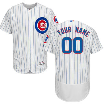 Men's Chicago Cubs Majestic Home White Royal FlexBase Authentic Collection Custom Jersey