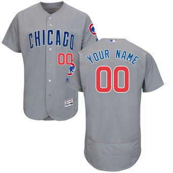 Men's Chicago Cubs Majestic Road Gray FlexBase Authentic Collection Custom Jersey