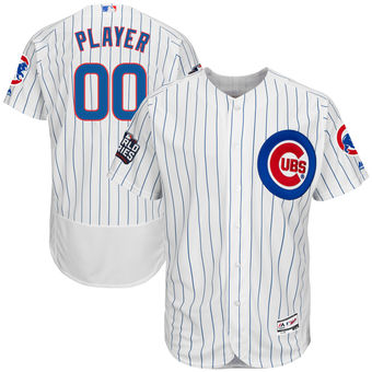 Men's Chicago Cubs Majestic White 2016 World Series Bound Home Custom Authentic FlexBase Jersey
