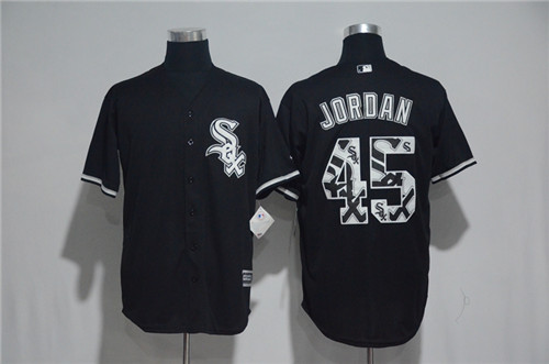 Men's Chicago White Sox #45 Michael Jordan Majestic Black 2017 Color Printing Cool Base Jersey