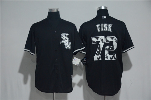 Men's Chicago White Sox?#72 Carlton Fisk Majestic Black 2017 Color Printing Cool Base Jersey