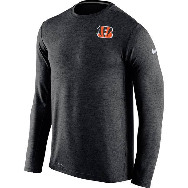 Men's Cincinnati Bengals Nike Black Dri-FIT Touch Long Sleeve Performance T-Shirt