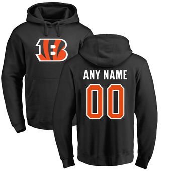 Men's Cincinnati Bengals Pro Line Black Any Name & Number Logo Personalized Pullover Hoodie