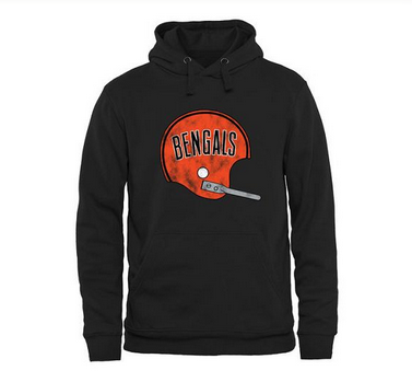 Men's Cincinnati Bengals Pro Line Black Throwback Logo Pullover Hoodie