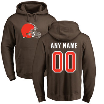 Men's Cleveland Browns Brown Personalized Name & Number Logo Pullover Hoodie