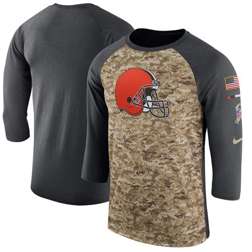 Men's Cleveland Browns Nike Camo Anthracite Salute to Service Sideline Legend Performance Three-Quarter Sleeve T-Shirt Men's Cleveland Browns Nike Camo Anthracite Salute to Service Sideline Legend Performance Three-Quarter Sleeve T-Shirt