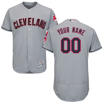 Men's Cleveland Indians Majestic Road Gray FlexBase Authentic Collection Custom Jersey