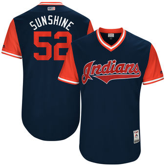 Men's Cleveland Indians Mike Clevinger Sunshine Majestic Navy 2017 Players Weekend Authentic Jersey Men's Cleveland Indians Mike Clevinger Sunshine Majestic Navy 2017 Players Weekend Authentic Jersey