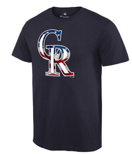 Men's Colorado Rockies USA Flag Fashion T-Shirt Navy Blue