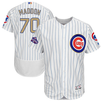Men's Cubs #70 Joe Maddon Majestic White 2017 Gold Program FlexBase Player Jersey