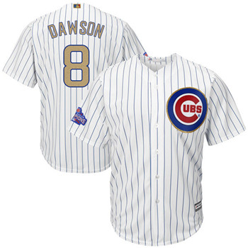 Men's Cubs #8 Andre Dawson Majestic White 2017 Gold Program Cool Base Player Jersey