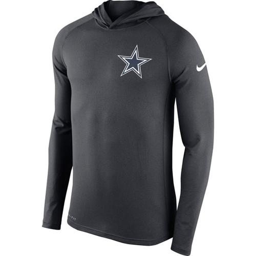 Men's Dallas Cowboys Nike Charcoal Stadium Touch Hooded Performance Long Sleeve T-Shirt Men's Dallas Cowboys Nike Charcoal Stadium Touch Hooded Performance Long Sleeve T-Shirt