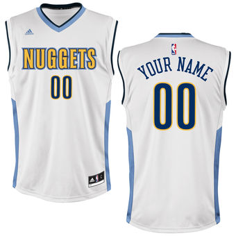 Men's Denver Nuggets adidas White Custom Home Jersey