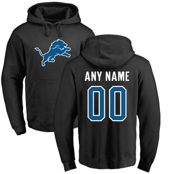 Men's Detroit Lions Pro Line Black Any Name & Number Logo Personalized Pullover Hoodie