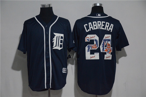 Men's Detroit Tigers #24 Miguel Cabrera Majestic Black 2017 Color Printing Cool Base Jersey