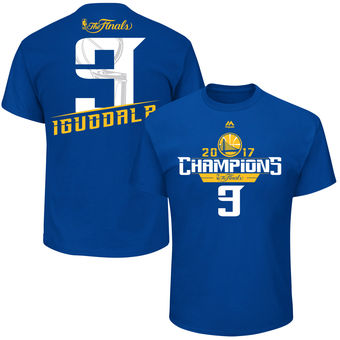 Men's Golden State Warriors Andre Iguodala Majestic Royal 2017 NBA Finals Champions Name & Number T-Shirt