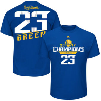 Men's Golden State Warriors Draymond Green Majestic Royal 2017 NBA Finals Champions Name & Number T-Shirt