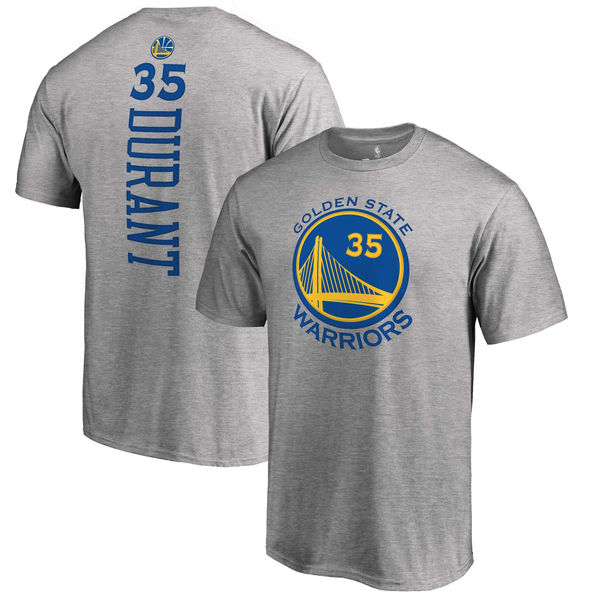 Men's Golden State Warriors Kevin Durant Gray Backer Name & Number T-Shirt
