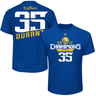 Men's Golden State Warriors Kevin Durant Majestic Royal 2017 NBA Finals Champions Big & Tall Name & Number T-Shirt