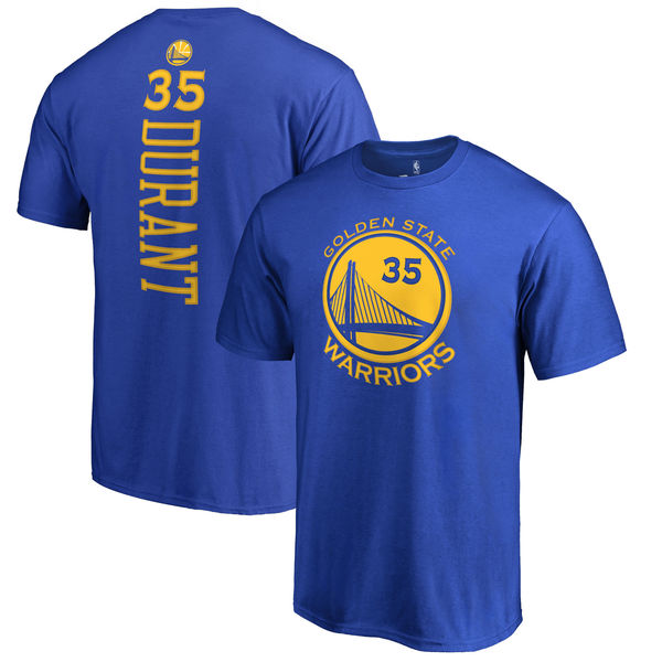 Men's Golden State Warriors Kevin Durant Royal Backer Name & Number T-Shirt Men's Golden State Warriors Kevin Durant Royal Backer Name & Number T-Shirt