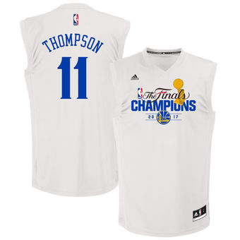 Men's Golden State Warriors Klay Thompson adidas White 2017 NBA Finals Champions Fashion Replica Jersey Men's Golden State Warriors Klay Thompson adidas White 2017 NBA Finals Champions Fashion Replica Jersey