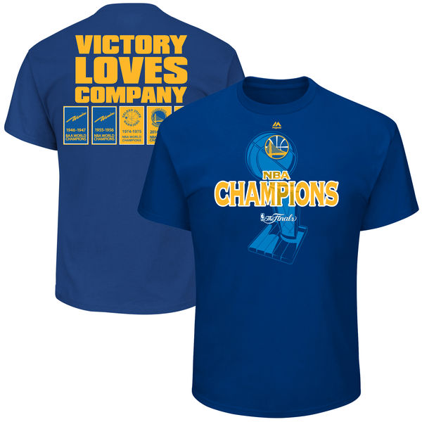 Men's Golden State Warriors Majestic 2017 NBA Finals Champions Banner T-Shirt - Royal