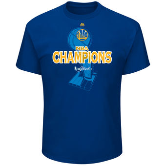Men's Golden State Warriors Majestic Royal 2017 NBA Finals Champions Banner T-Shirt