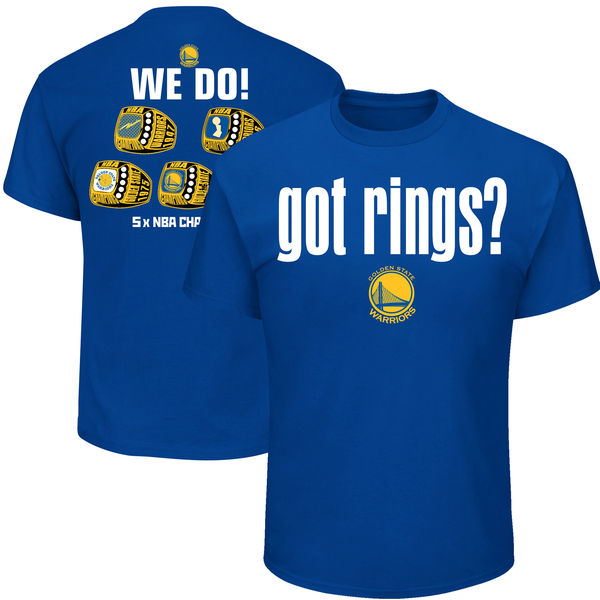 Men's Golden State Warriors Majestic Royal 2017 NBA Finals Champions Got Rings T-Shirt